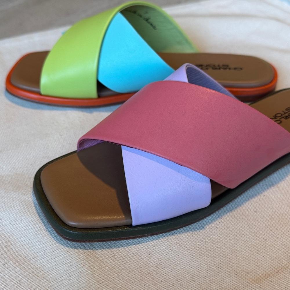 CHARLOTTE STONE Kim Flat Slide Sandals in Nassau Colorway sz 7 EUC - Picture 6 of 11